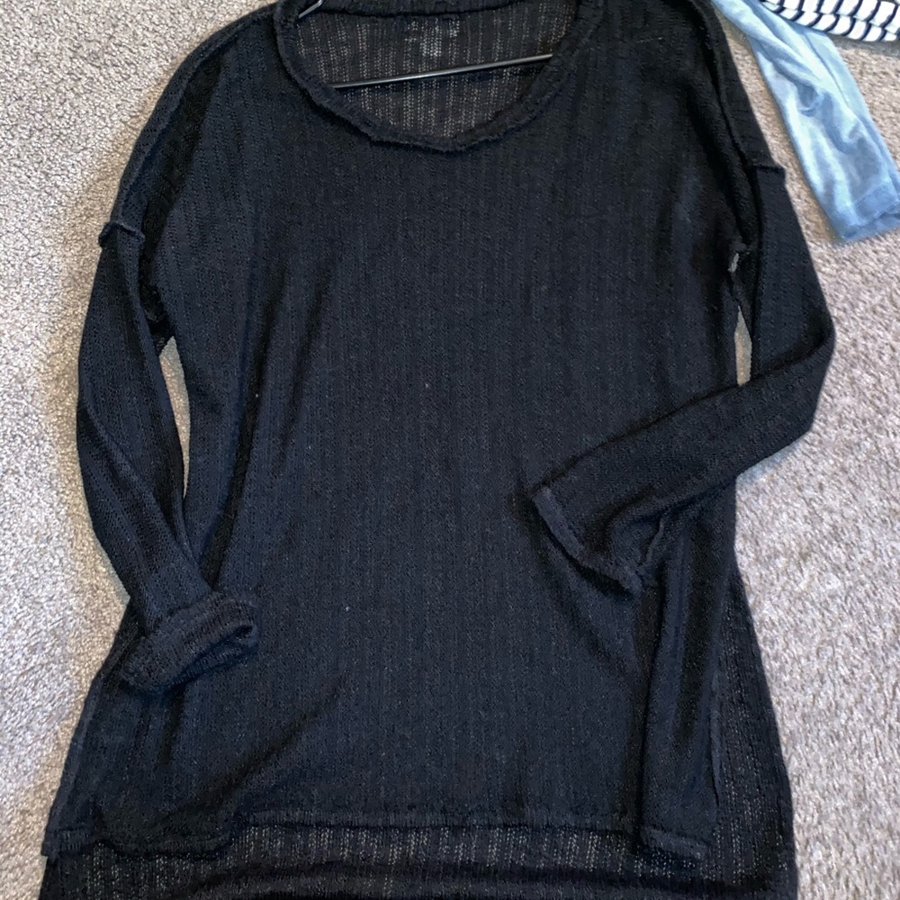 See through slit black long sleeve